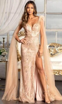 GLS By Gloria GL3047 - Draping Sash Evening Gown -Wedding Dress Shop gls by gloria gl3047 draping sash evening gown special occasion dress xs rose gold 30111617646675