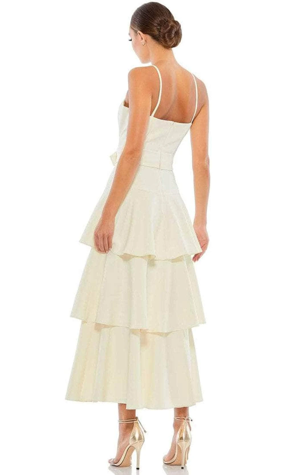 Ieena Duggal 26629 - Spaghetti Straps Tiered Tea-Length Dress 5 Ieena Duggal 26629 - Spaghetti Straps Tiered Tea-Length Dress - Image 5