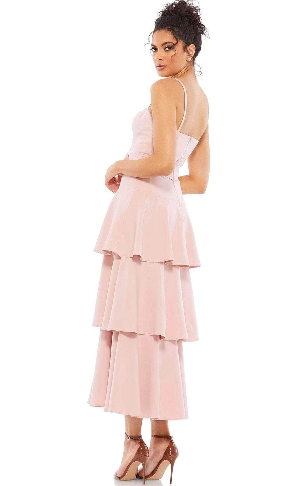 Ieena Duggal 26629 - Spaghetti Straps Tiered Tea-Length Dress 2 Ieena Duggal 26629 - Spaghetti Straps Tiered Tea-Length Dress - Image 2