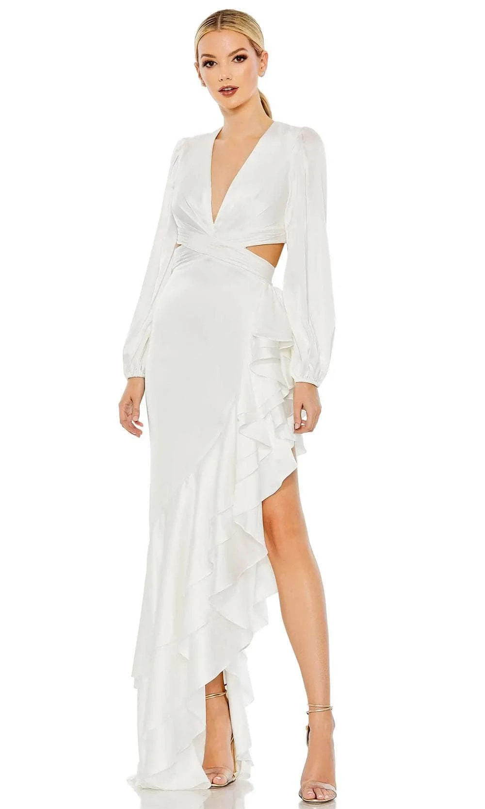 Ieena Duggal 49524 - Bishop Sleeve Cutout Prom Gown 1 Ieena Duggal 49524 - Bishop Sleeve Cutout Prom Gown