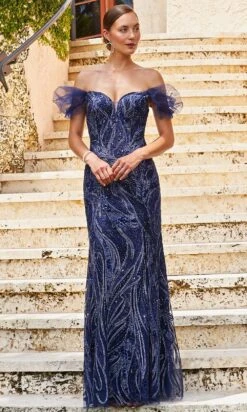 Ivonne D 122D64 - Off Shoulder Beaded Evening Gown -Wedding Dress Shop ivonne d 122d64 off shoulder beaded evening gown mother of the bride dresses 29719250567251