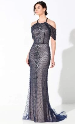 Ivonne D By Mon Cheri - 220D35 Beaded Halter Gown -Wedding Dress Shop ivonne d by mon cheri 220d35 beaded halter gown mother of the bride dresses 4 navy blue nude 15415326015571