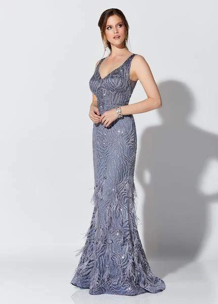 Ivonne D For Mon Cheri - 119D52 Embroidered Feathered Dress 4 Ivonne D For Mon Cheri - 119D52 Embroidered Feathered Dress - Image 4