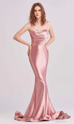 J'Adore Dresses - J15031 Cowl Sweetheart Satin Dress