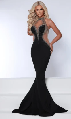 Johnathan Kayne 2603 - Illusion Halter Evening Gown