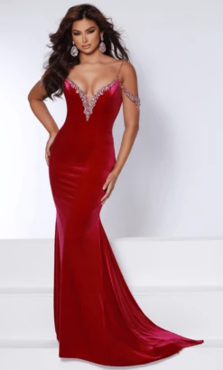 Johnathan Kayne 2679 - Beaded Strap V-Neck Evening Gown