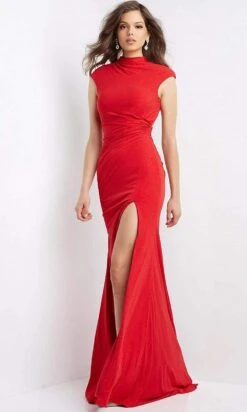 Jovani - 06859 High Neck Trumpet Gown With Slit -Wedding Dress Shop jovani 06859 high neck trumpet gown with slit special occasion dress 00 red 28940071960659