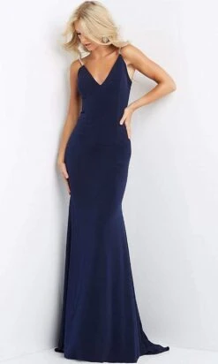 Jovani - 07297 Embellished Plunging V Neck Trumpet Dress -Wedding Dress Shop jovani 07297 embellished plunging v neck trumpet dress special occasion dress 00 navy 28940076679251