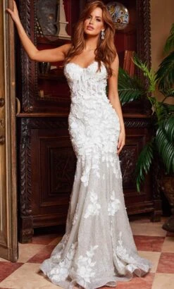 Jovani 07496 - Lace Appliqued Sweetheart Evening Gown -Wedding Dress Shop jovani 07496 lace appliqued sweetheart evening gown special occasion dress 32027898904659
