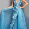 Jovani 08461 - V-Neck Sequined Jumpsuit With Overskirt