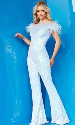 Jovani 22348 - Embellished Off-Shoulder Jumpsuit