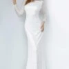 Jovani - 2927 Long Sleeve Bateau Glitter Sheath Dress