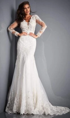 Jovani Bridal - JB02579 Embellished Long Sleeves Trumpet Bridal Gown -Wedding Dress Shop jovani bridal jb02579 embellished long sleeves trumpet bridal gown bridal dresses 28325838585939
