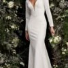 Jovani Bridal - JB06911 Plunging V Neck Long Sleeves Bridal Dress
