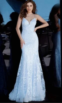 JVN By Jovani - JVN02258 Embroidered V Neck Trumpet Gown -Wedding Dress Shop jovani jvn02258 embroidered v neck trumpet gown prom dresses 27947463802963