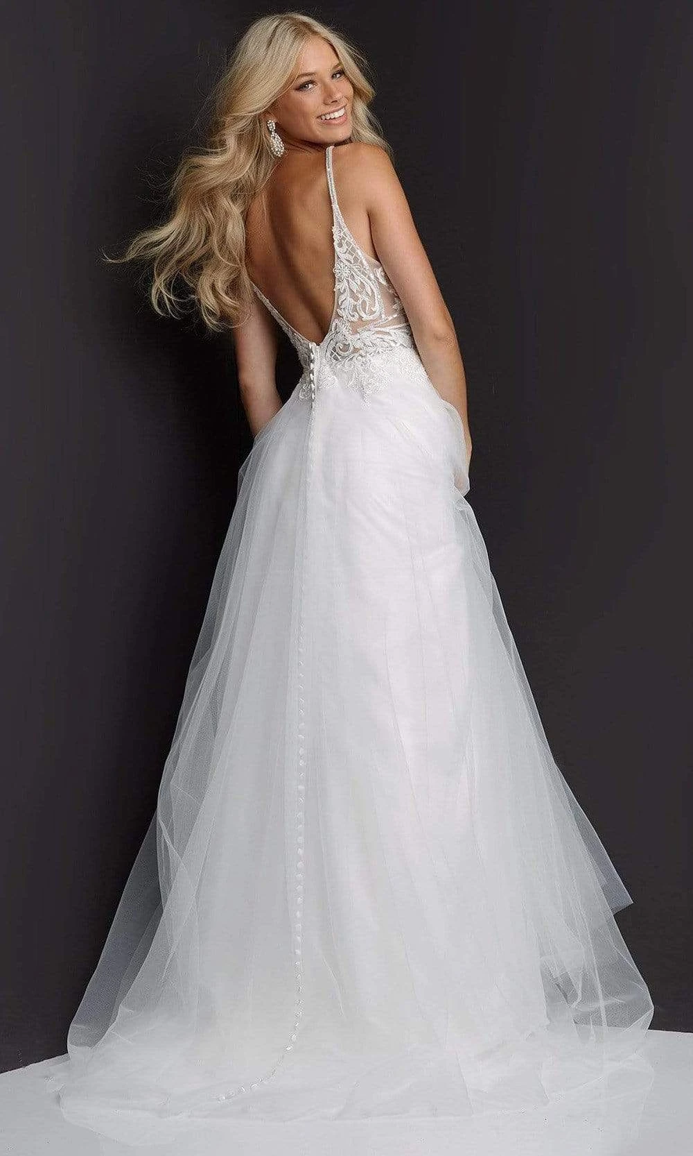JVN By Jovani - JVN07595 Embroidered Tulle A-Line Gown 2 JVN By Jovani - JVN07595 Embroidered Tulle A-Line Gown - Image 2