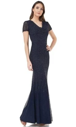 JS Collections 867170 - Pearl Beaded Sheath Evening Dress -Wedding Dress Shop js collections 867170 pearl beaded sheath evening dress special occasion dress 4 navy 30021906726995