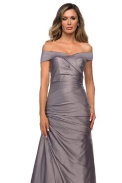La Femme - 28103 Off Shoulder Pleated Satin Evening Gown 19 La Femme - 28103 Off Shoulder Pleated Satin Evening Gown -Wedding Dress Shop la femme 28103 off shoulder pleated satin evening gown mother of the bride dresses 28148643790931
