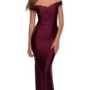 La Femme - 28450 Off Shoulder Ruched Jersey Sheath Dress
