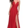 La Femme - 28522 Halter Strappy A-Line Gown With Slit