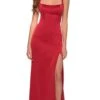 La Femme - 29349 Square Neck Plain Slit Dress