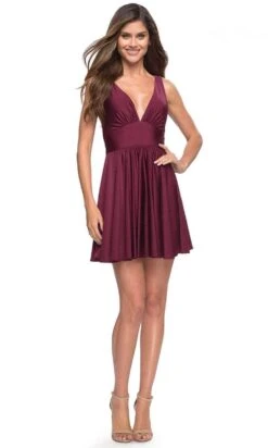 La Femme 30926 - Sleeveless Flare Homecoming Dress -Wedding Dress Shop la femme 30926 sleeveless flare homecoming dress special occasion dress 00 dark berry 31019707400275