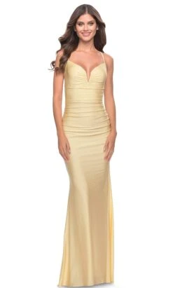 La Femme 31201 - Beaded Sheath Prom Dress -Wedding Dress Shop la femme 31201 beaded sheath prom dress special occasion dress 00 pale yellow 31784766373971