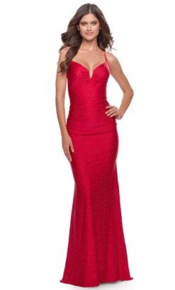 La Femme 31201 - Beaded Sheath Prom Dress -Wedding Dress Shop la femme 31201 beaded sheath prom dress special occasion dress 00 red 31784766308435