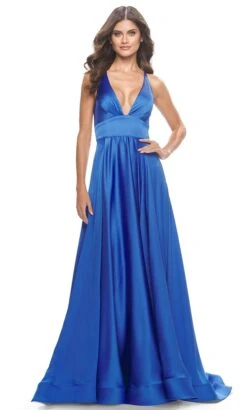 La Femme 31533 - V Neckline Wide Waistband Long Dress -Wedding Dress Shop la femme 31533 v neckline wide waistband long dress special occasion dress 31789062094931