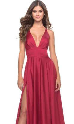 La Femme 31533 - V Neckline Wide Waistband Long Dress -Wedding Dress Shop la femme 31533 v neckline wide waistband long dress special occasion dress 31789062160467