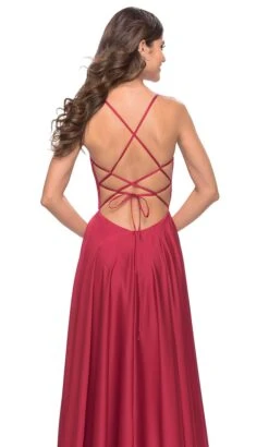 La Femme 31533 - V Neckline Wide Waistband Long Dress -Wedding Dress Shop la femme 31533 v neckline wide waistband long dress special occasion dress 31789062226003