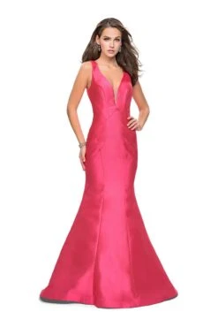 La Femme Gigi - 26046 Deep V-neck Mikado Mermaid Gown -Wedding Dress Shop la femme gigi 26046 deep v neck mikado mermaid gown special occasion dress 00 fuchsia 5513857630265