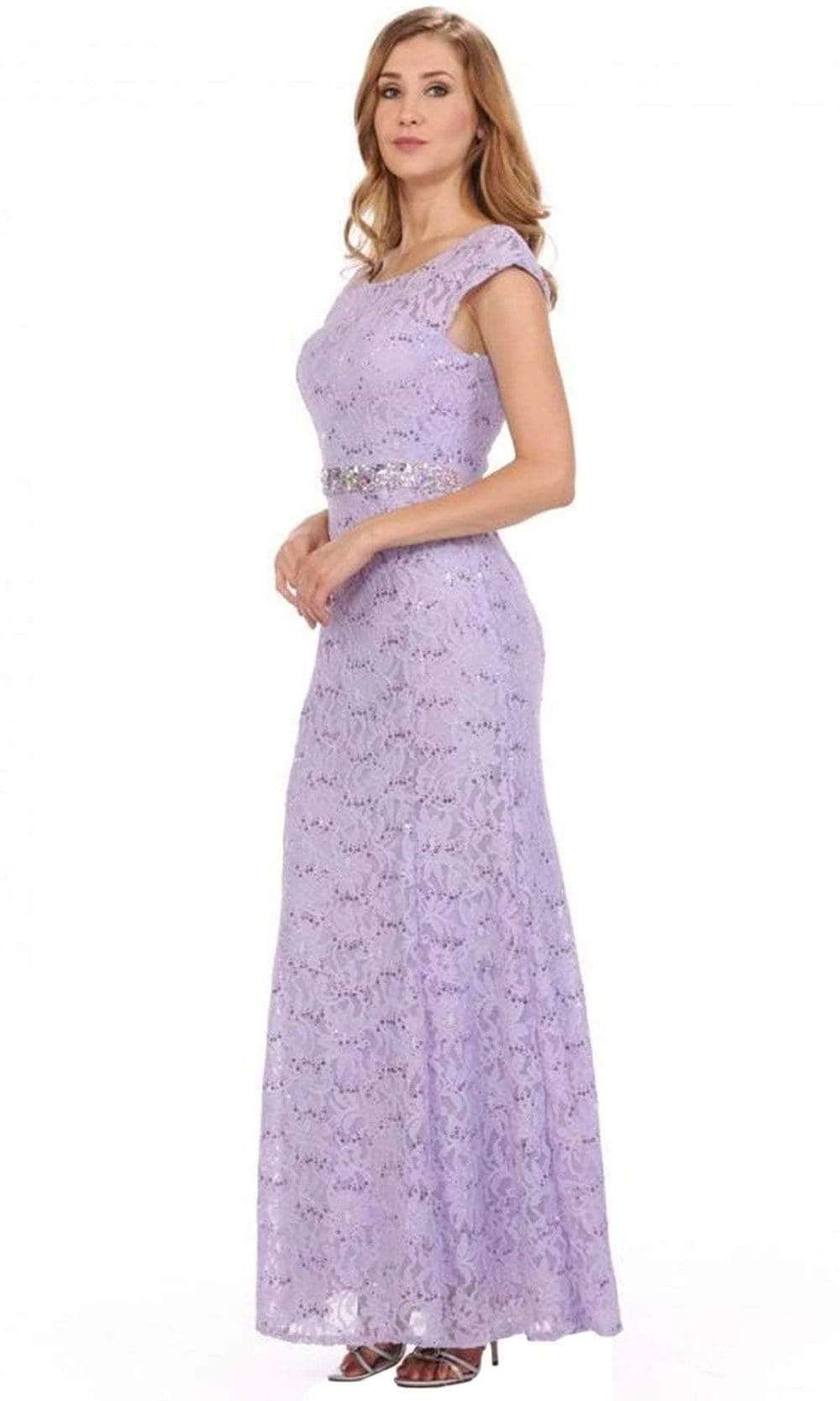 Lenovia - 5131 Floral Lace Cap Sleeves Evening Dress 7 Lenovia - 5131 Floral Lace Cap Sleeves Evening Dress - Image 7