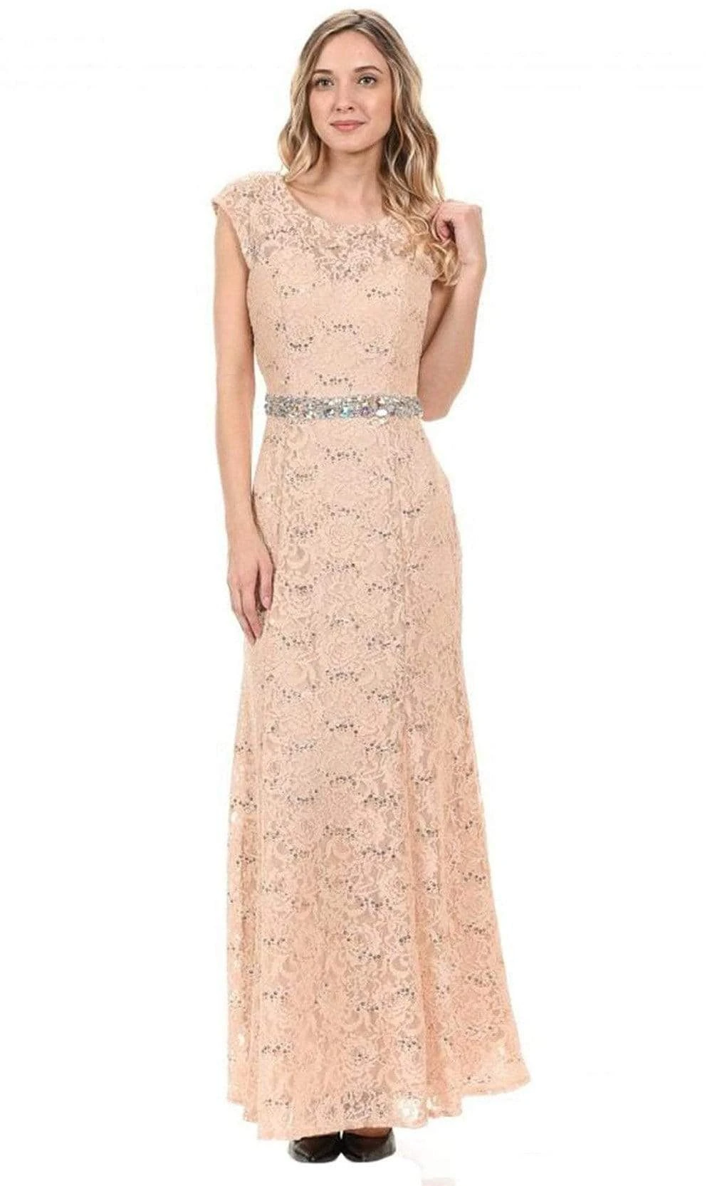 Lenovia - 5131 Floral Lace Cap Sleeves Evening Dress 9 Lenovia - 5131 Floral Lace Cap Sleeves Evening Dress - Image 9