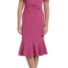 London Times T6064M - V-Neck Ruffled Hem Formal Dress