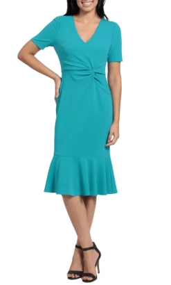 London Times T6064M - V-Neck Ruffled Hem Formal Dress -Wedding Dress Shop london times t6064m v neck ruffled hem formal dress special occasion dress 0 midnight teal 32266137862227