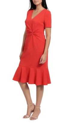London Times T6064M - V-Neck Ruffled Hem Formal Dress -Wedding Dress Shop london times t6064m v neck ruffled hem formal dress special occasion dress 0 scarlet red 32266138026067