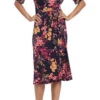 London Times T6509M - Floral Keyhole Front Tea-Length Dress