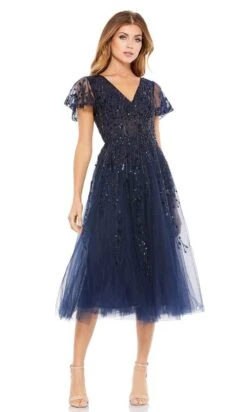 Mac Duggal - 20304 V-Neck Tea Length Dress -Wedding Dress Shop mac duggal 20304 v neck tea length dress cocktail dresses 2 midnight 29259588403283