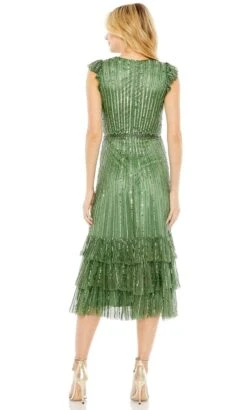 Mac Duggal 5585 - V-Neck Ruffled Cap Sleeve Knee-length Dress -Wedding Dress Shop mac duggal 5585 v neck ruffled cap sleeve knee length dress holiday dresses 31847935311955