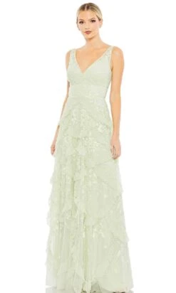 Mac Duggal 9162 - Sleeveless Deep V-neck Long Dress -Wedding Dress Shop mac duggal 9162 sleeveless deep v neck long dress special occasion dress 0 sage 30090785095763