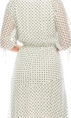 Maison Tara - 95043M Tea Length Polkadot Button Down Dress -Wedding Dress Shop maison tara 95043m tea length polkadot button down dress wedding guest 14755428270163