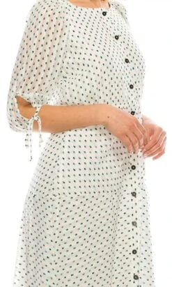 Maison Tara - 95043M Tea Length Polkadot Button Down Dress -Wedding Dress Shop maison tara 95043m tea length polkadot button down dress wedding guest 14755428302931