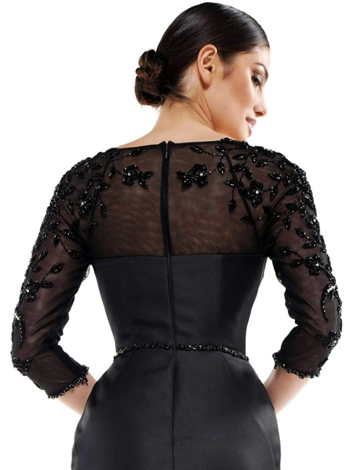 Marsoni By Colors - MV1061 V-Neck Illusion Cocktail Dress 4 Marsoni By Colors - MV1061 V-Neck Illusion Cocktail Dress - Image 4