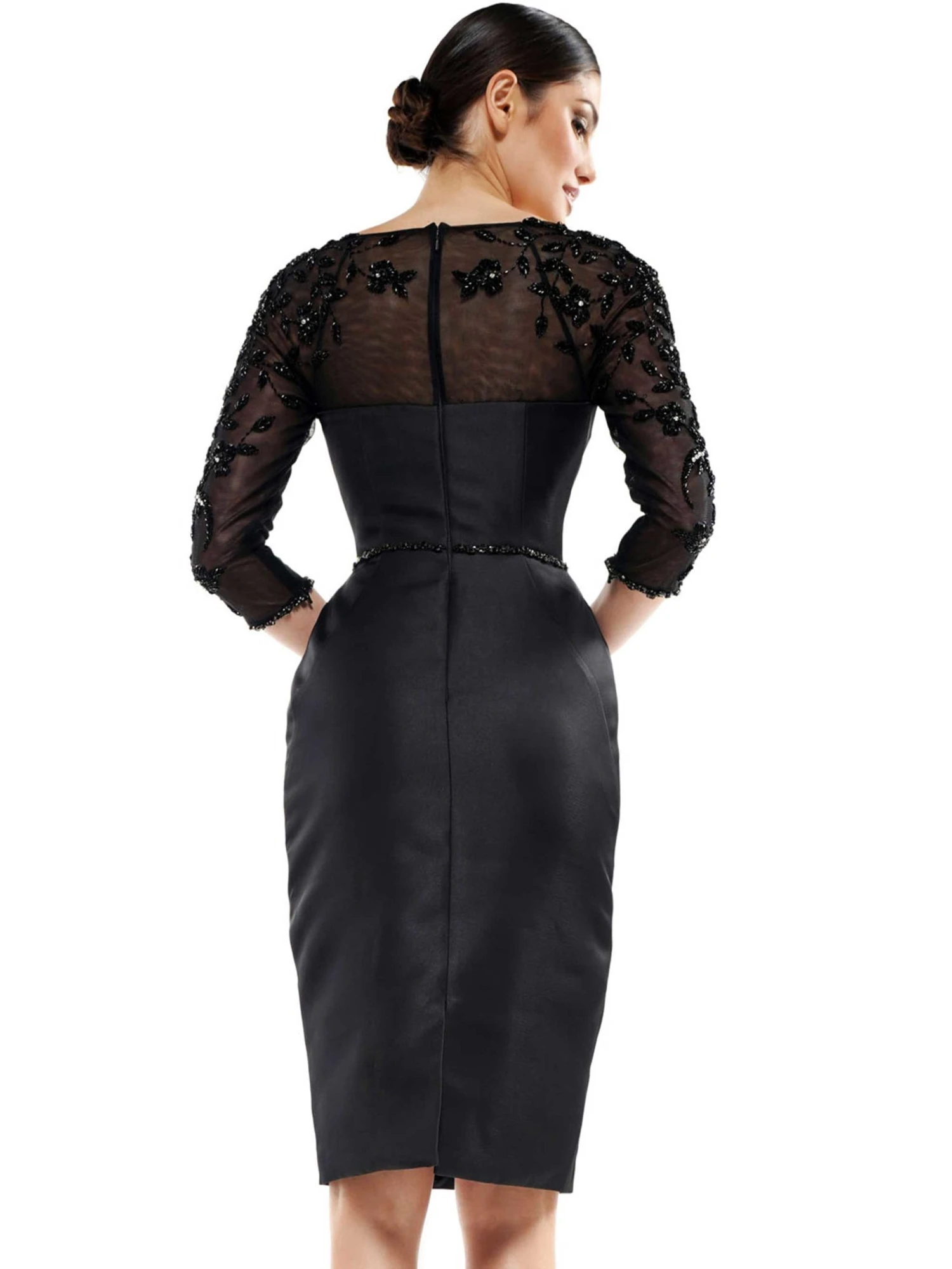 Marsoni By Colors - MV1061 V-Neck Illusion Cocktail Dress 2 Marsoni By Colors - MV1061 V-Neck Illusion Cocktail Dress - Image 2