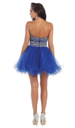 May Queen - Crystal Embellished Strapless A-Line Cocktail Dress -Wedding Dress Shop may queen crystal embellished strapless a line cocktail dress special occasion dress 5657291784249