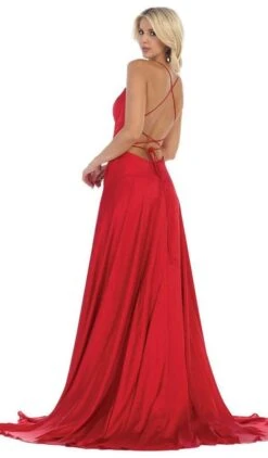 May Queen - Halter Neck Tie String Back A-Line Satin Gown MQ1642 - 1 Pc Eggplant In Size 4 Available 7 May Queen - Halter Neck Tie String Back A-Line Satin Gown MQ1642 - 1 Pc Eggplant In Size 4 Available -Wedding Dress Shop may queen halter neck tie string back a line satin gown mq1642 1 pc red in size 2 available ccsale 14255150235731