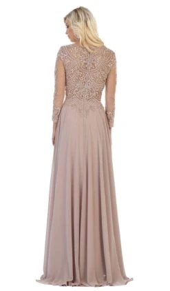 May Queen - MQ1615 Embroidered Long Sleeve Bateau A-line Dress -Wedding Dress Shop may queen mq1615 embroidered long sleeve bateau a line dress mother of the bride dresses 28823705485395