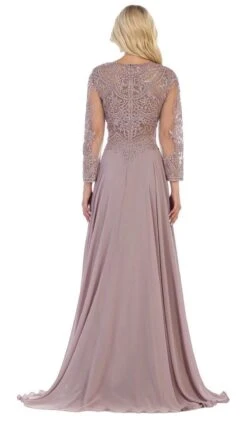 May Queen - MQ1615 Embroidered Long Sleeve Bateau A-line Dress -Wedding Dress Shop may queen mq1615 embroidered long sleeve bateau a line dress mother of the bride dresses 7331364470867