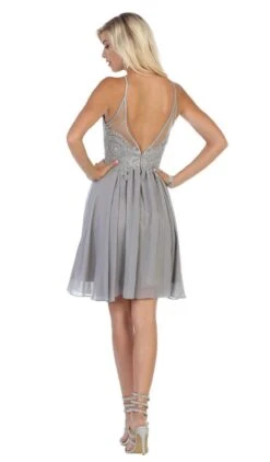 May Queen - MQ1646 Embroidered Halter A-line Dress -Wedding Dress Shop may queen mq1646 embroidered halter a line dress cocktail dresses 27982985166931